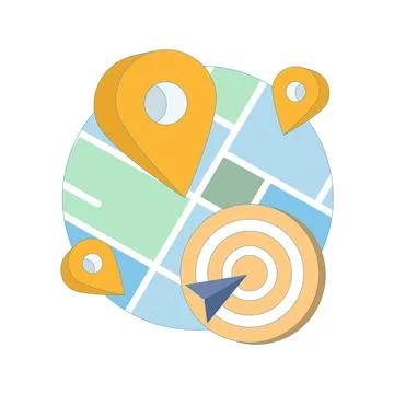 Location Search Concept with map markers. Nearby places. Stock Illustration