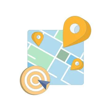 Location Search Concept with map markers. Nearby places. Stock Illustration