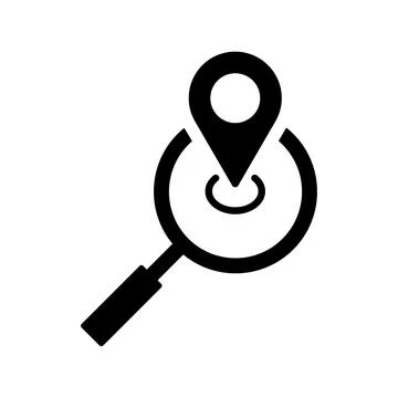 Location, search icon. Black vector graphics. Stock Illustration
