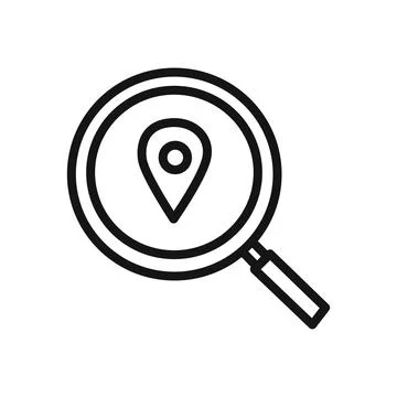 Location search icon linear vector graphics sign Stock Illustration