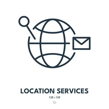 Location Services Icon. GPS, Navigation, Pin. Editable Stroke Stock Illustration