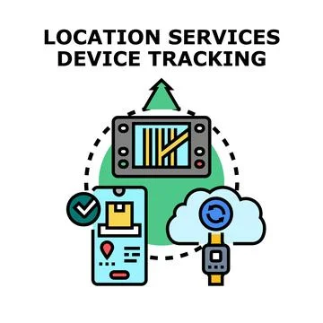 Location services tracking devices internet cloud connection Stock Illustration