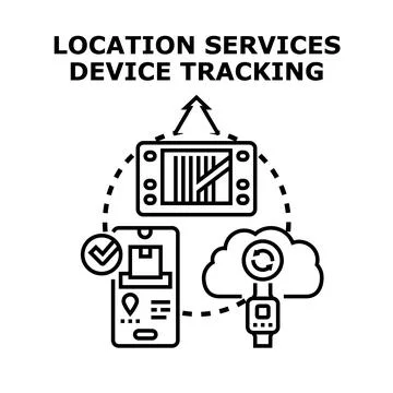 Location services tracking devices internet cloud connection Illustrazione stock