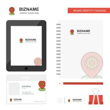 Location setting  Business Logo, Tab App, Diary PVC Employee Card and USB Bra Stock Illustration