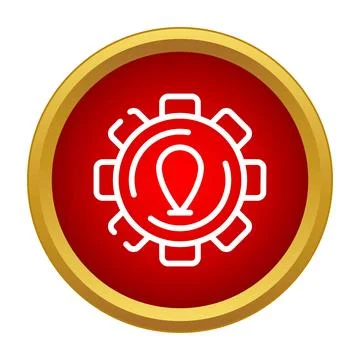 Location settings gear pin point red icon 스톡 일러스트