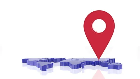 Location sign on the world map. 3D animation with 4K resolution. Stock Footage 131445321