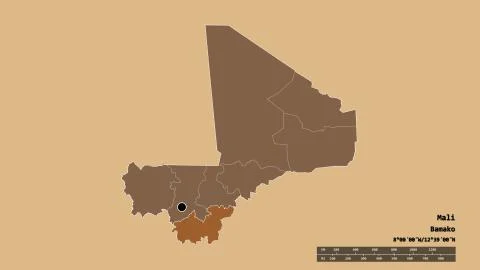 Location of Sikasso, region of Mali. Pattern Stock Illustration