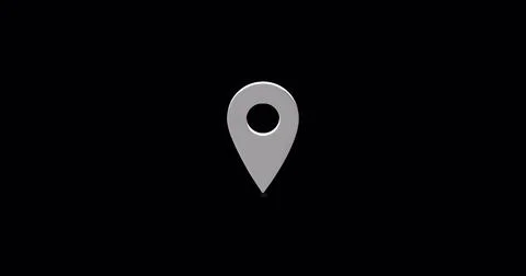 Location symbol bouncing isolated on black background. Location pin icon with Stock Illustration