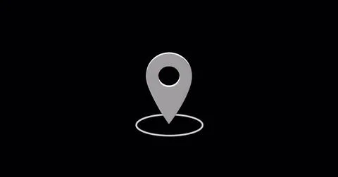 Location symbol bouncing isolated on black background. Location pin icon with Stock Illustration