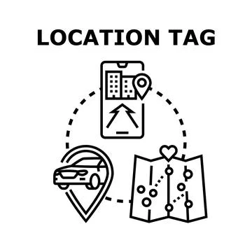 Location tagging digital map navigation online service Stock Illustration