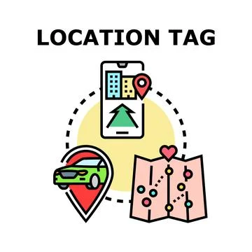 Location tagging digital map navigation online service Stock Illustration
