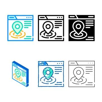 Location targeting seo styles optimization color icon vector 库存插图
