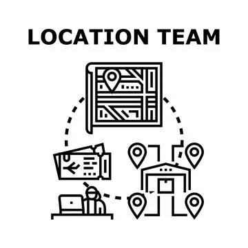Location team planning logistics and delivery process Stock Illustration