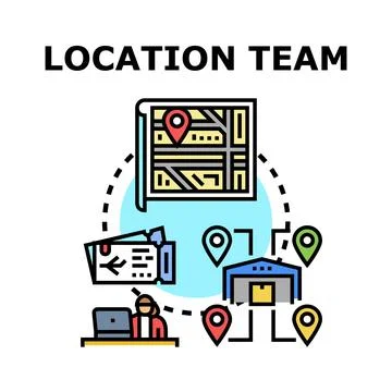 Location team planning logistics and delivery process Stock Illustration