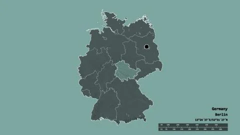 Location of Thuringen, state of Germany. Administrative Illustrazione stock