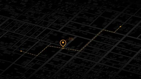 Location tracker dashboard with data of arrive time. City street road Stock Illustration