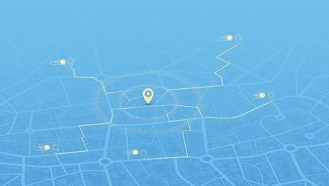 Location tracker dashboard with data of arrive time. City street road 库存插图