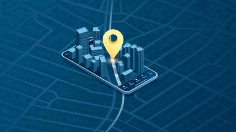 Location tracker dashboard. Mobile GPS navigation, smart car location and map Stock Illustration