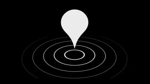 Location tracker pin pointer on black background, Animated location white i.. Stock Footage 291934703