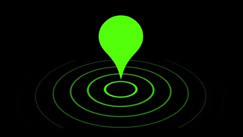 Location tracker pin pointer on black background, Animated location green i.. 스톡 동영상 291935346