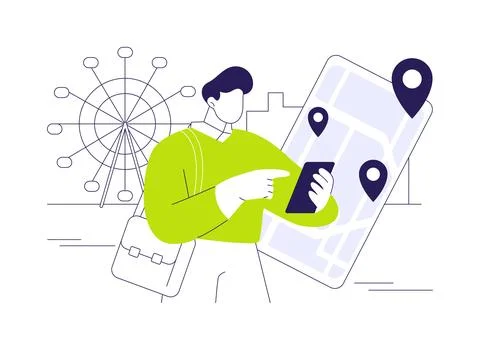 Location tracking abstract concept vector illustration. Illustrazione stock