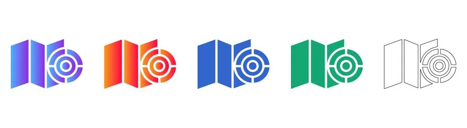 Location Tracking and Map Icon Set Stock Illustration