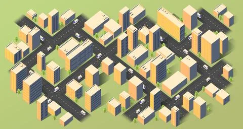 Location tracking and mapping concept, shortest road. Megapolis with streets and Stock Illustration