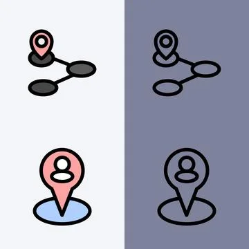 Location Tracking and Navigation Icons Set 스톡 일러스트