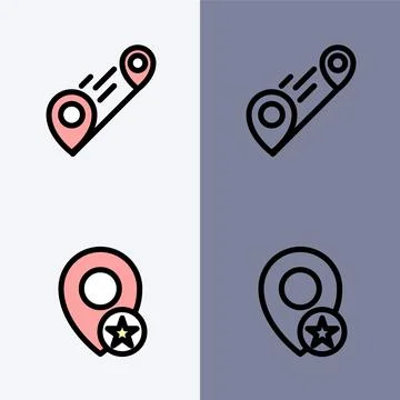 Location Tracking and Navigation Icons: GPS Route and Favorite Place Markers 스톡 일러스트