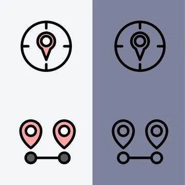 Location Tracking and Navigation Icons: GPS Pinpoint and Route Иллюстрация
