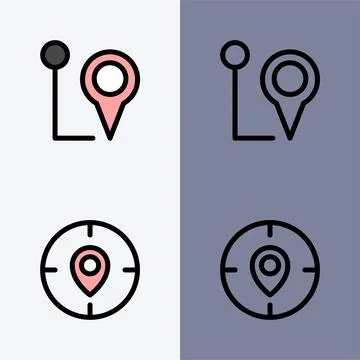 Location Tracking and Navigation Icons: GPS, Map Pin, Target イラスト素材