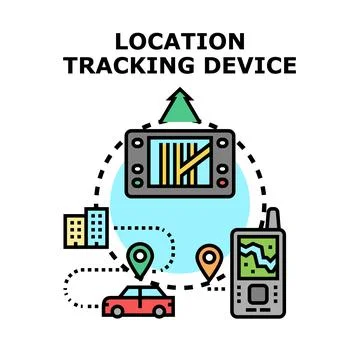 Location tracking device concept for navigation and security Ilustración de archivo