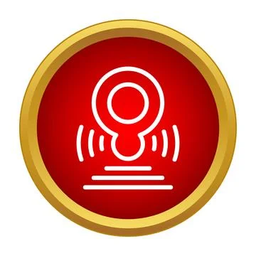 Location tracking pin vibrating red button icon 스톡 일러스트