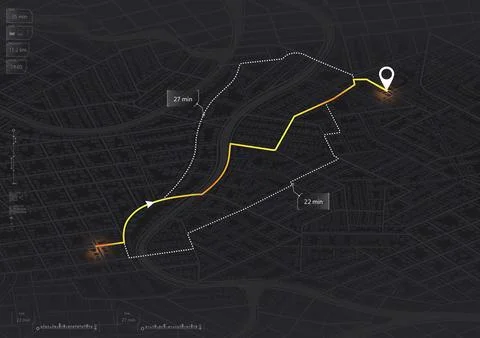 Location tracks dashboard. Path from the point to the intended goal 스톡 일러스트