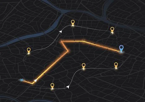 Location tracks dashboard. Path from the point to the intended goal, several Illustrazione stock