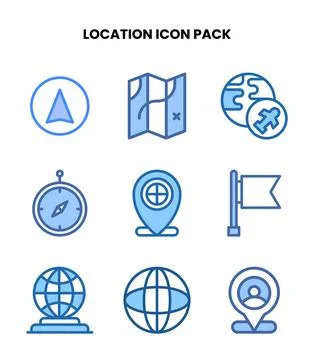 Location Two Colour Graphics Icons Pack Illustrazione stock