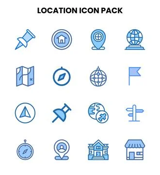 Location Two Colour Graphics Icons Pack Illustrazione stock