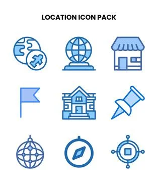 Location Two Colour Icons Pack 스톡 일러스트