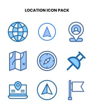 Location Two Colour Scalable Icons Pack Stock Illustration