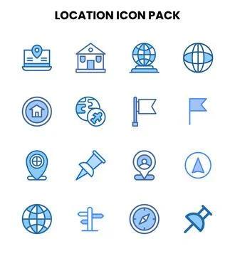 Location Two Colour Vector Icons Pack Illustrazione stock