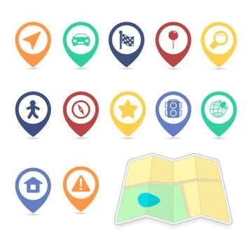 Location ui design elements, contrast color Stock Illustration