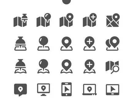 Location v2 UI Pixel Perfect Well-crafted Vector Solid Icons Stock Illustration