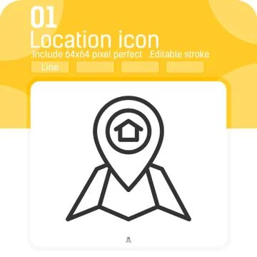 Location vector icon with outline style isolated on white background Illustrazione stock