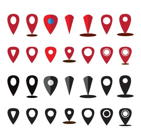 Location vector red and black with curved lines Illustrazione stock