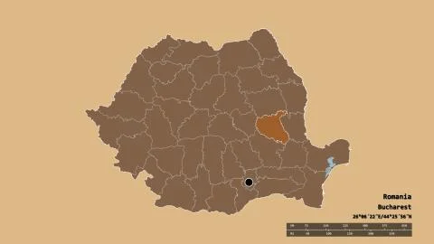 Location of Vrancea, county of Romania. Pattern Stock Illustration