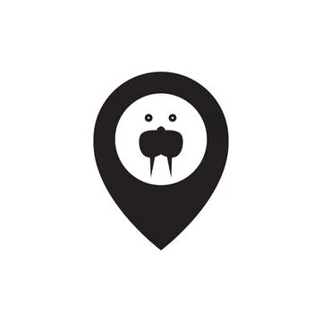 Location with walrus logo design vector graphic symbol icon illustration cr.. Illustration