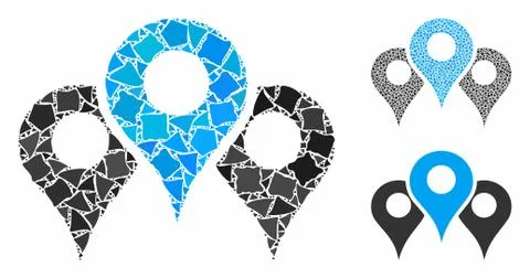 Locations Mosaic Icon of Rough Elements 스톡 일러스트