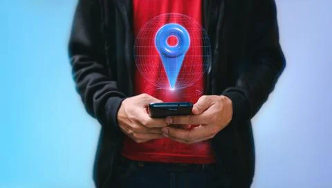 Locator mark of map and location pin or navigation icon sign Stock Photos