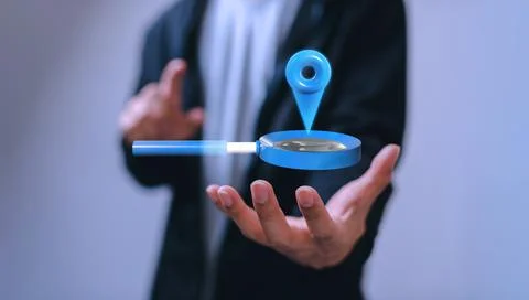 Locator mark of map and location pin or navigation icon sign Stock Photos
