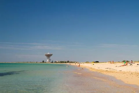 Locator outer diameter of 32 meters on the Black sea coast in Crimea. Stock Photos